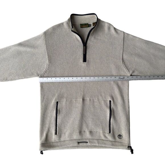 Timberland Vintage 90s Knitted Pullover with Pockets Sweater Beige / Black Men's - Picture 5 of 8